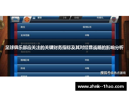足球俱乐部应关注的关键财务指标及其对经营战略的影响分析
