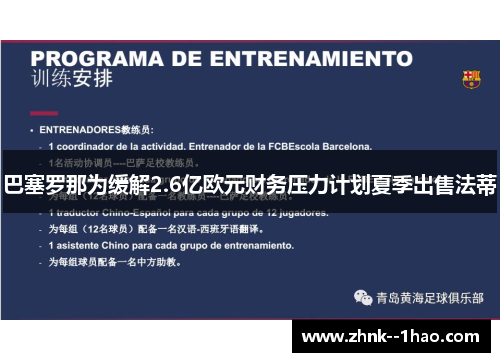 巴塞罗那为缓解2.6亿欧元财务压力计划夏季出售法蒂